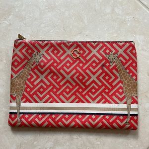 Giraffe Orange Leather Clutch